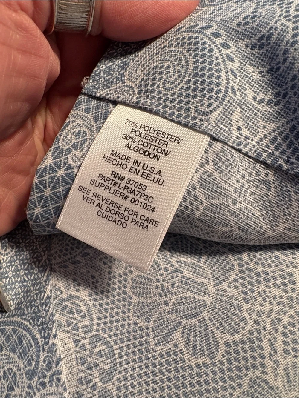 Vintage 5 piec NWOT Blue Paisley Ruffle curtain 2 side panels 1 middle valance A